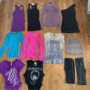 Y2K Rocker Lot - 9 tops, 1 dress, 2 pairs Leggings